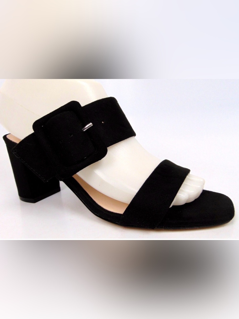 Chinese Laundry Black Buckle Slide Heels